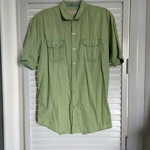 Green and white checked Michael Brandon mens shirt size L